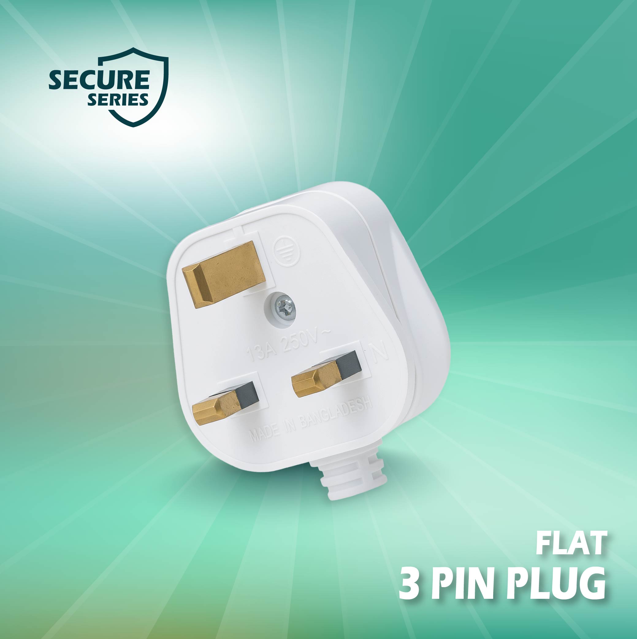 High Quality Flat 3 pin Plug (BD) 13A - Tangram Electronics